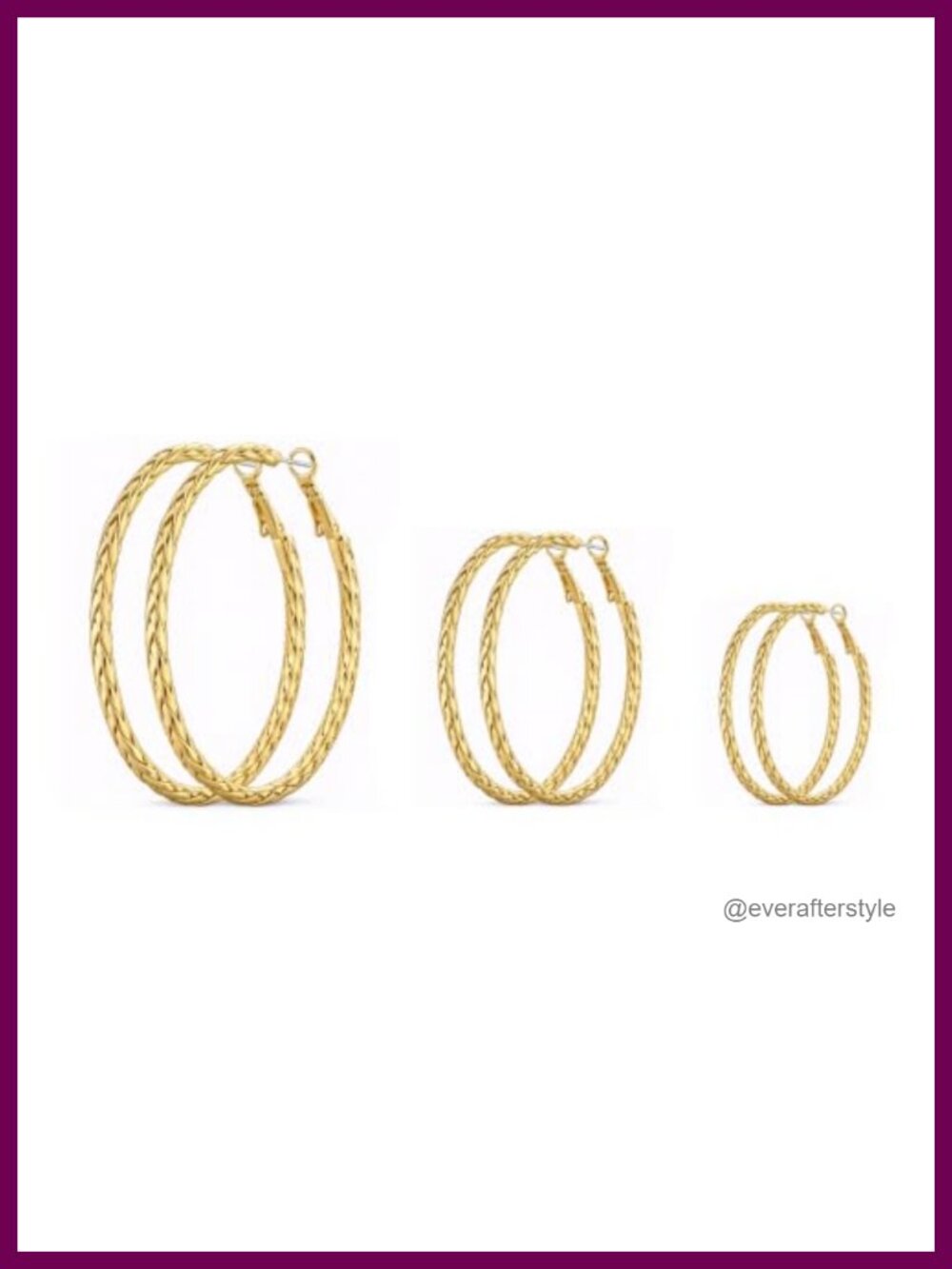3 Pairs Chunky Twisted Gold Hoop Earrings Set - 30mm 40mm 55mm - Lightweight